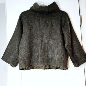 Agnès b Paris Archive Mohair Wool Funnel Neck Knit Jacket Made in France